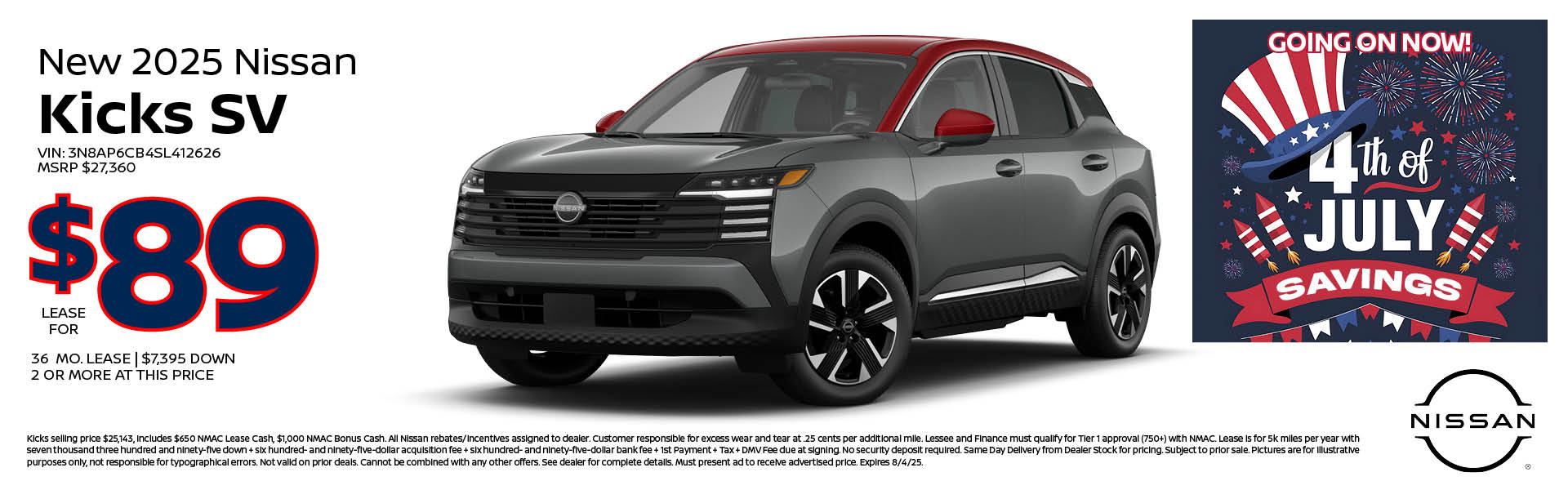 2025 Nissan Kicks Lease offer