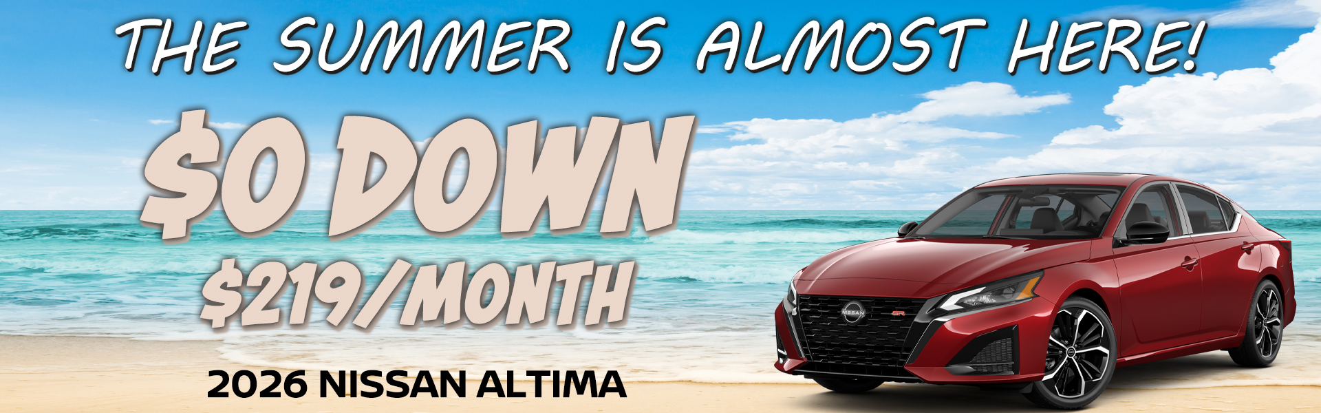 2026 Nissan Altima $219/mo. with $0 down! VIN 1N4BL4DV5TN339685 Model #13316 MSRP $29,890. Selling price $27,958. Lease for $219 per month for 39 months totaling $8,541. $0 down payment. Offer excludes government taxes, DMV fees, Woodbury Nissan’s $349 documentation fee and lender’s $695 acquisition fee. 5K miles/yr. Mileage can be upgraded, contact dealer and we can adjust accordingly up to 30k miles a year. Includes all applicable manufacturer rebates and incentives. For well-qualified lessees. Images are for illustration purposes only. Not responsible for typographical errors. Subject to residency restrictions. Expires 6/30/2026.