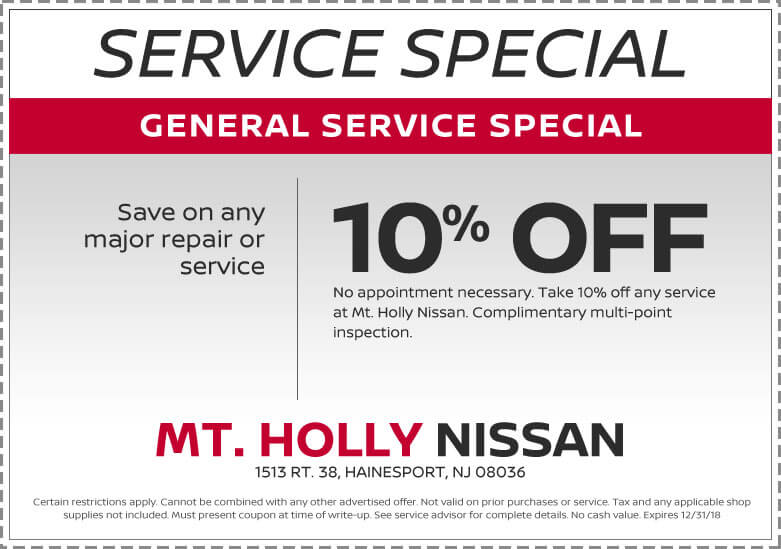 specials on service for your nissan from mount holly nissan dealers