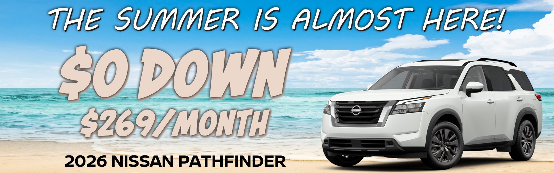 2026 Nissan Pathfinder $269/mo. with $0 down! VIN 5N1DR3BE5TC204518 Model #52216 MSRP $44,510. Selling price $41,555. Lease for $269 per month for 18 months totaling $4,842. $0 down payment. Offer excludes government taxes, DMV fees, Woodbury Nissan’s $349 documentation fee and lender’s $695 acquisition fee. 5K miles/yr. Mileage can be upgraded, contact dealer and we can adjust accordingly up to 30k miles a year. Includes all applicable manufacturer rebates and incentives. For well-qualified lessees. Images are for illustration purposes only. Not responsible for typographical errors. Subject to residency restrictions. Expires 6/30/2026.