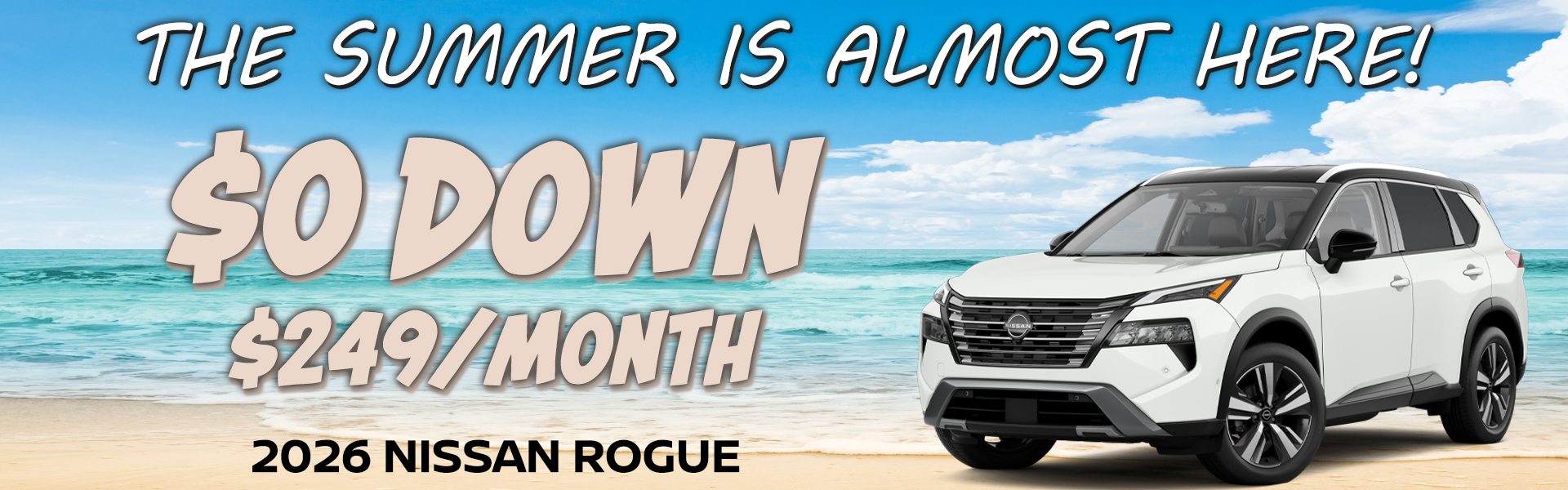 2026 Nissan Rogue $249/mo. with $0 down! VIN 5N1BT3BB4TC798579 Model #54216 MSRP $34,350. Selling price $32,593. Lease for $249 per month for 39 months totaling $9,711. $0 down payment. Offer excludes government taxes, DMV fees, Woodbury Nissan’s $349 documentation fee and lender’s $1,495 acquisition fee. 5K miles/yr. Mileage can be upgraded, contact dealer and we can adjust accordingly up to 30k miles a year. Includes all applicable manufacture rebates and incentives. For well-qualified lessees. Images are for illustration purposes only. Not responsible for typographical errors. Subject to residency restrictions. Expires 6/30/2026.