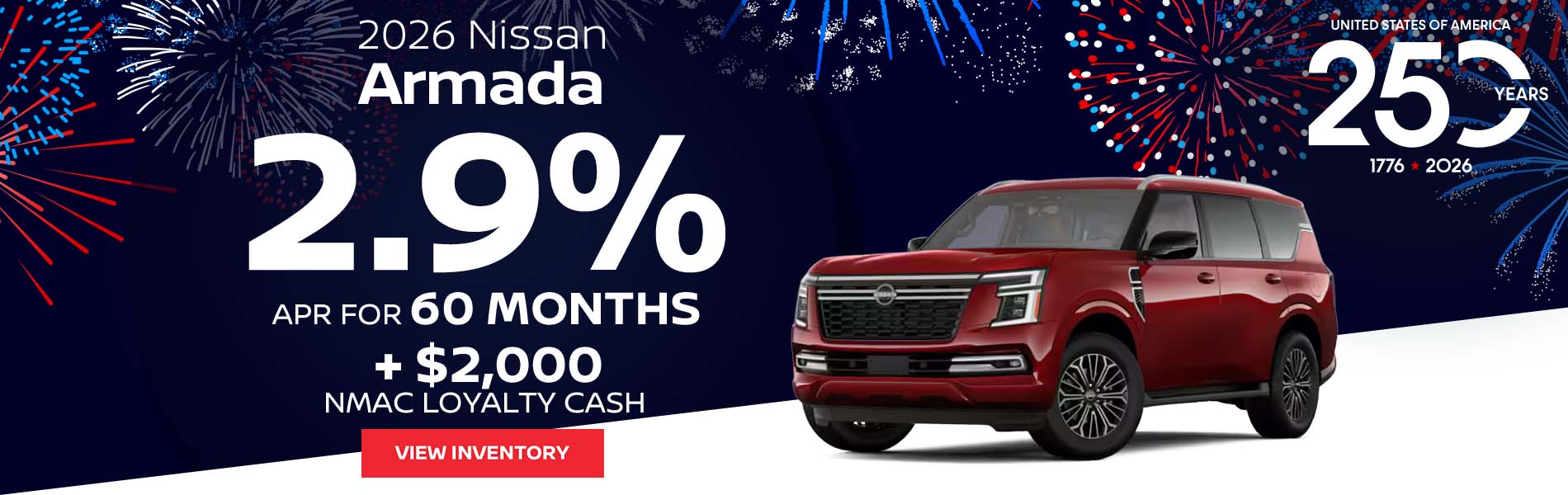 2026 Nissan Armada 2.9% APR for 60 Months Plus $2,000 NMAC Loyalty Cash
