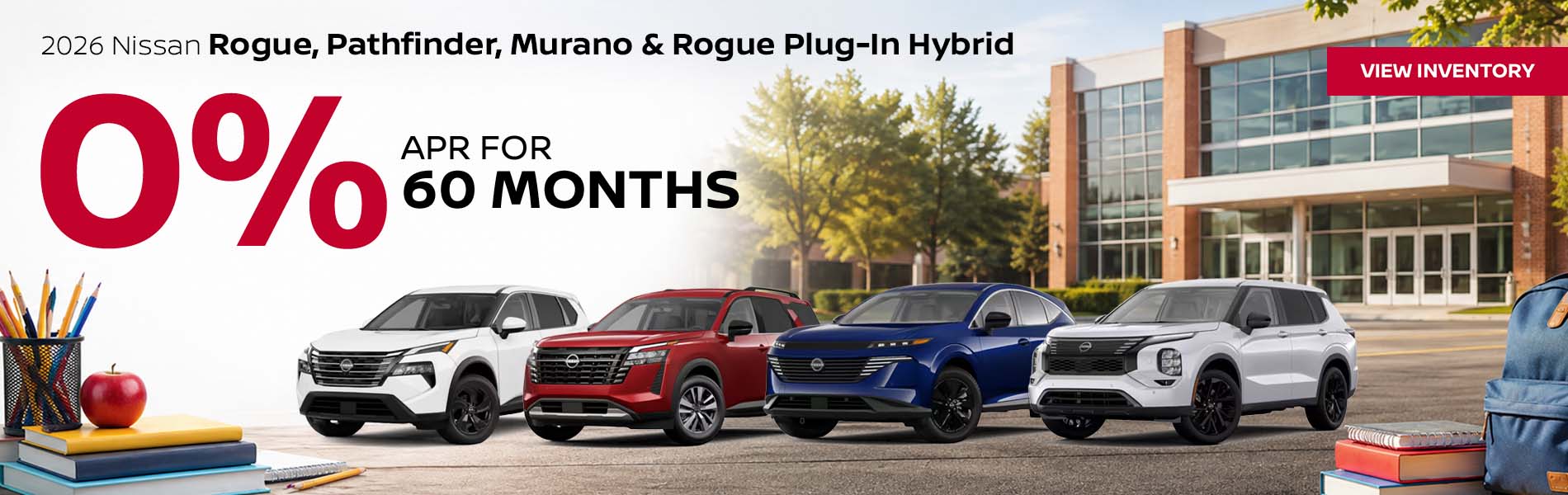 2026 Nissan Rogue, Pathfinder, Murano & Rogue Plug-In Hybrid 0% APR for 60 Months