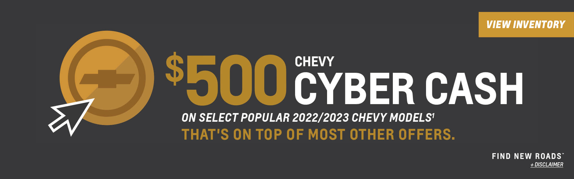 Chevy Cyber Sales Event banner. Click to view new inventory.