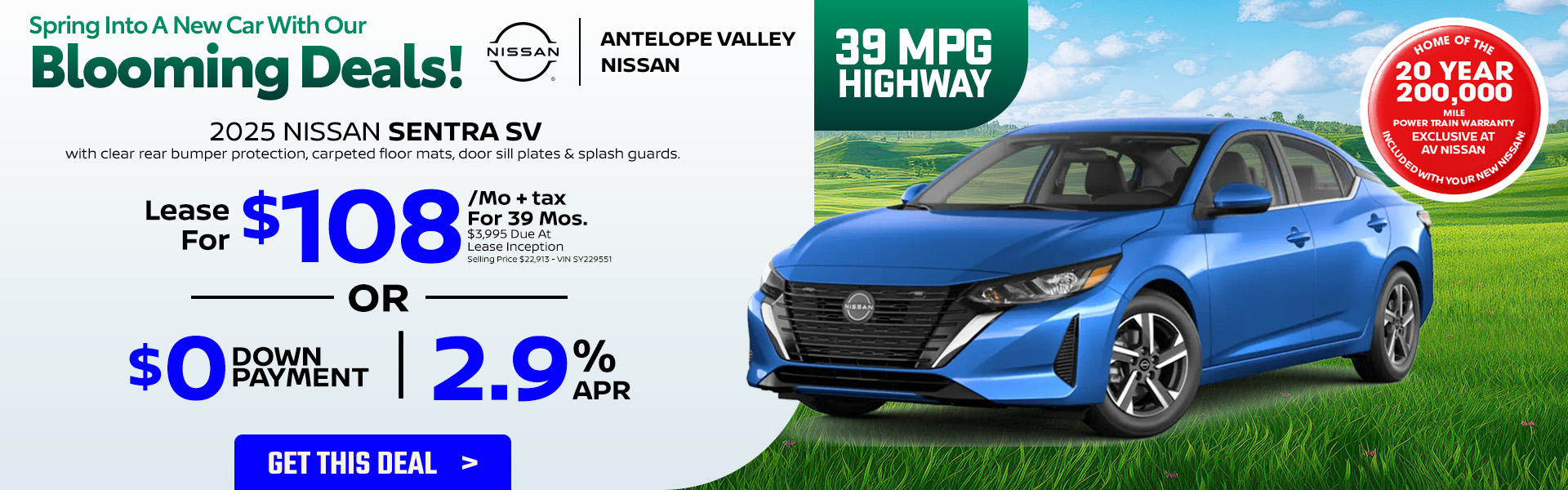 Sentra Offer 2025 Nissan Sentra Lease or APR offer