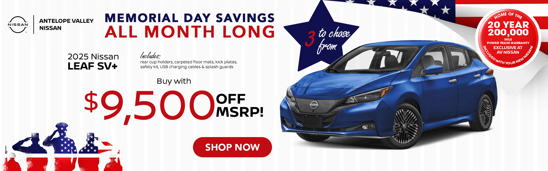 Leaf Offer 2025 Nissan Leaf SV+ Electric with rear cup holders, carpeted floor mats, kick plates, safety kit, USB charging cables & splash guards 3 to choose from! Buy with $9,500 OFF MSRP!