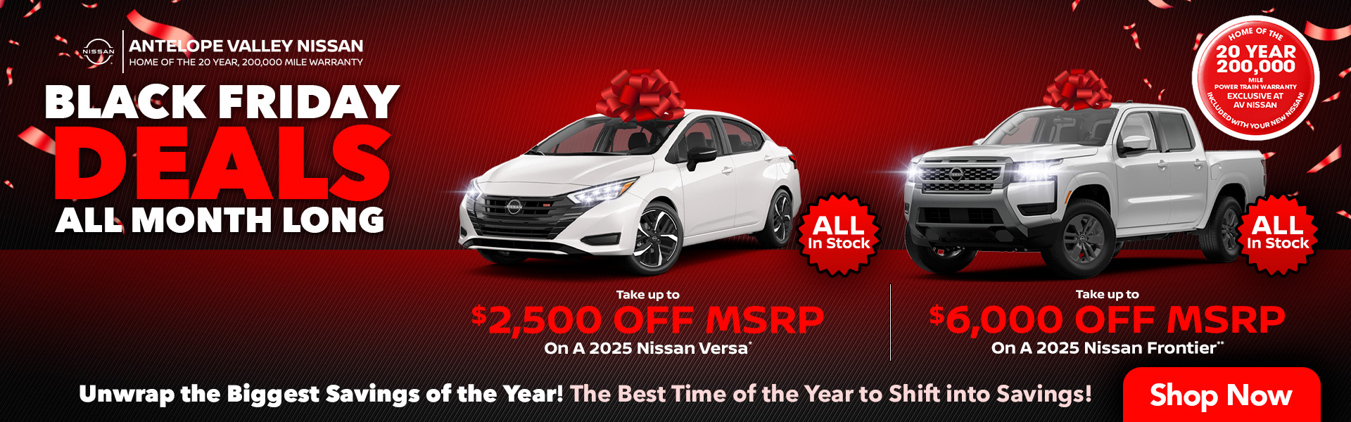 2025 Nissan Versa and Frontier 2025 Nissan Versa* $2,500 off MSRP - All in stock! 2025 Nissan Frontier** $6,000 off MSRP!!- All in stock!