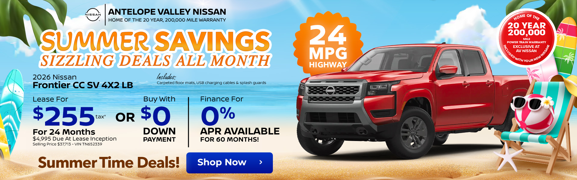 2026 Nissan Frontier Lease or APR offer