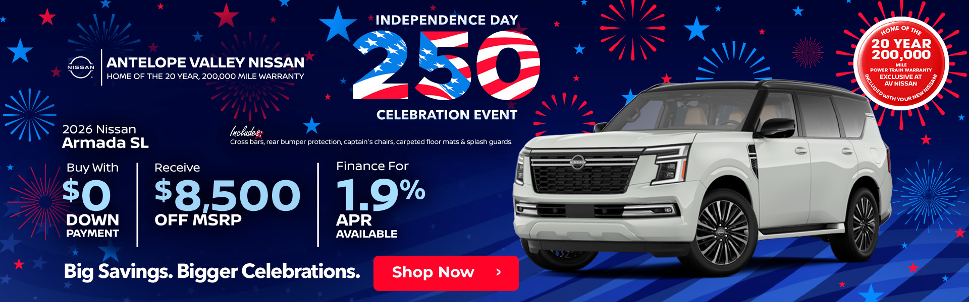2026 Nissan Armada SL with cross bars, rear bumper protection, captain's chairs, carpeted floor mats & splash guards. Buy with $0 down $8,500 Off MSRP! | Available 1.9% APR