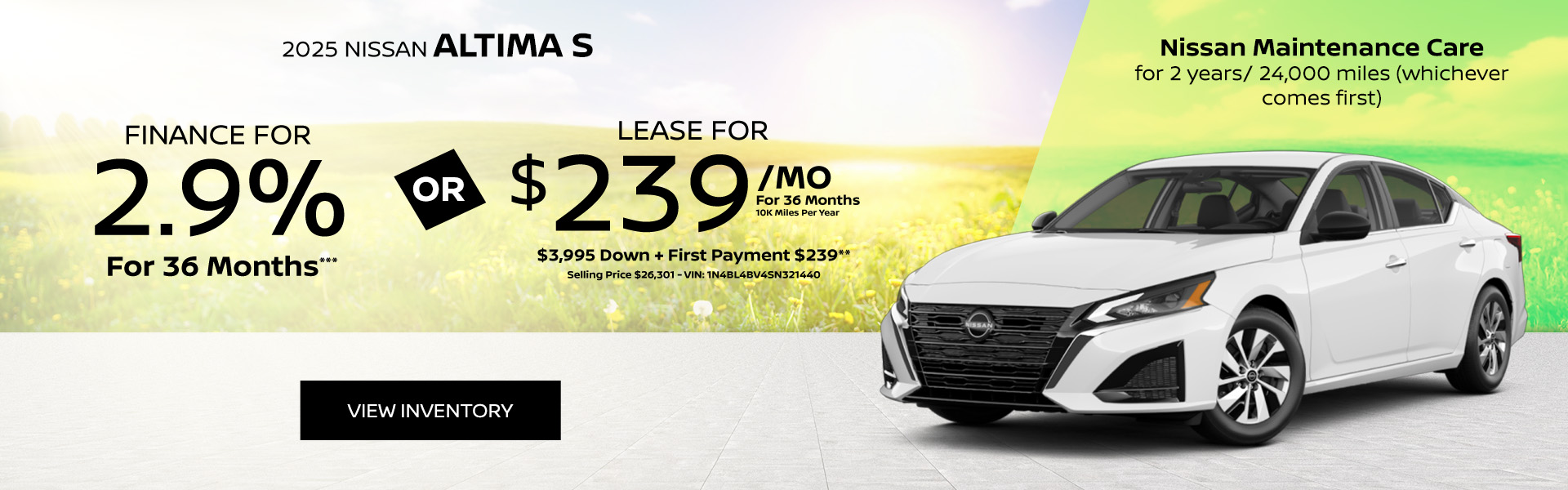 Nissan Altima Offer 2025 Nissan Altima APR or Lease offer