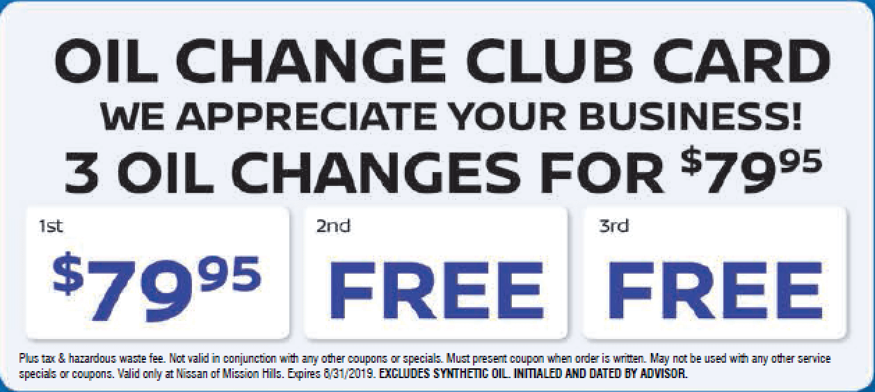 Synthetic Oil Change Coupon >> Nissan Auto Service Specials Nissan Of Mission Hills Synthetic Oil Change Coupon >> Nissan Auto Service Specials Nissan Of Mission Hills