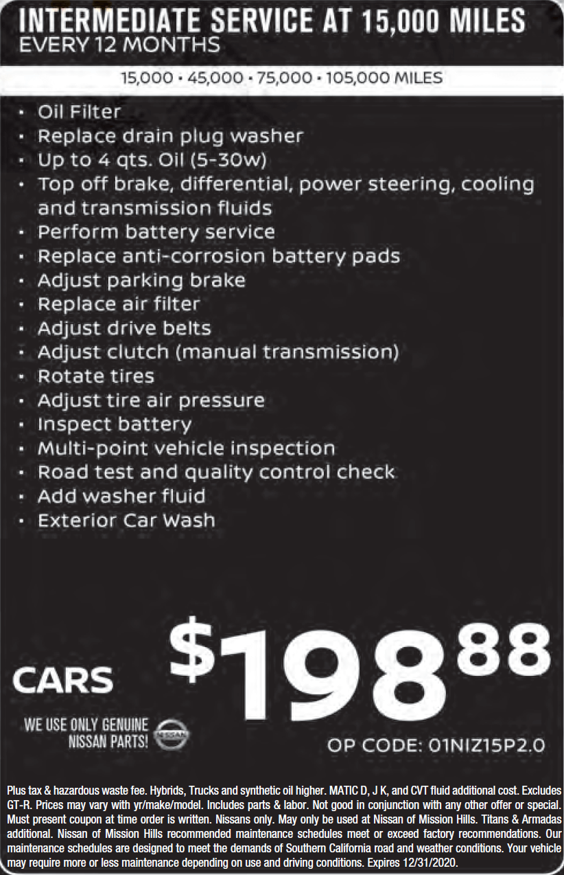 Intermediate Service at 15,000 Miles