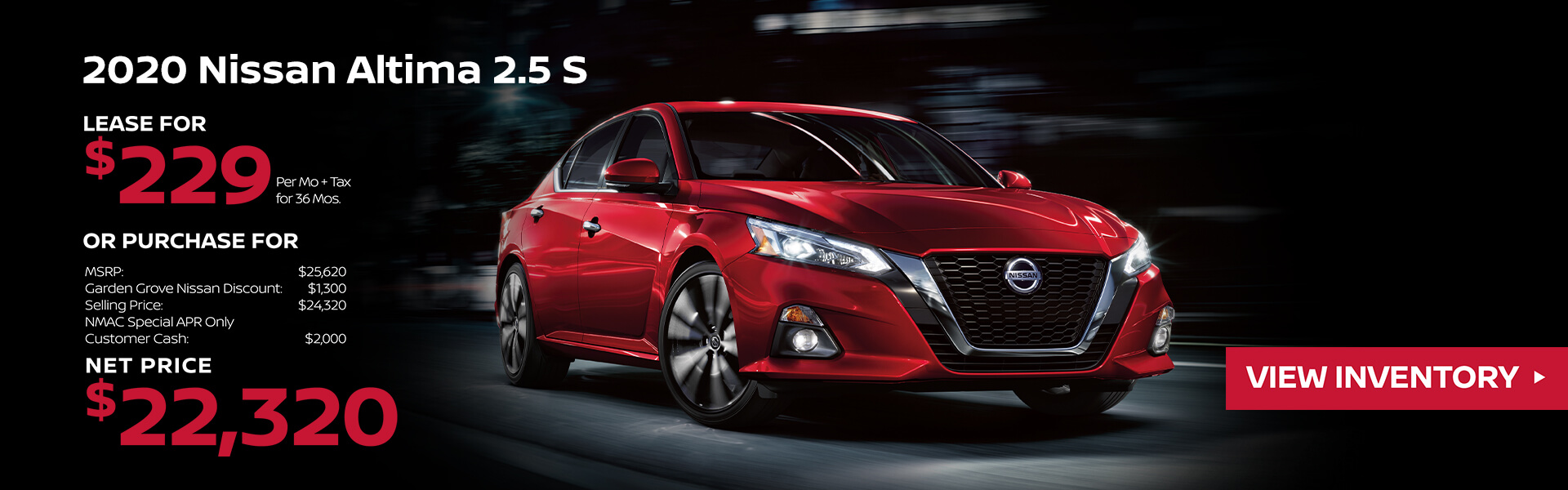 2020 Nissan Altima Lease for $229