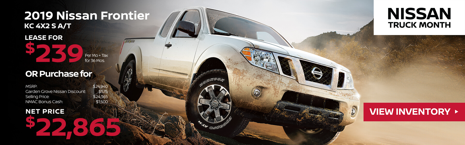 2019 Nissan Frontier Lease for $239