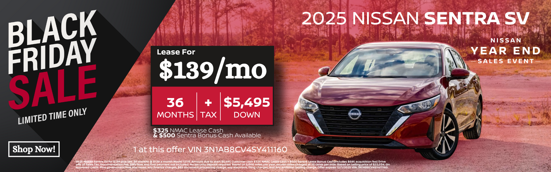 2025 Nissan Sentra S Lease for $139 2025 Nissan Sentra SV