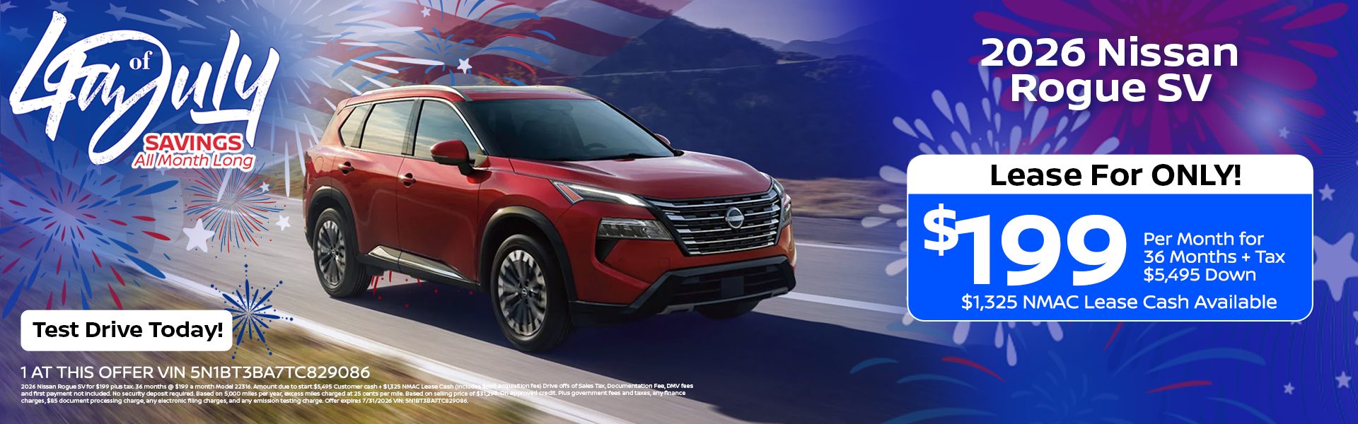 2026 Nissan Rogue SV Lease Offer at Garden Grove Nissan