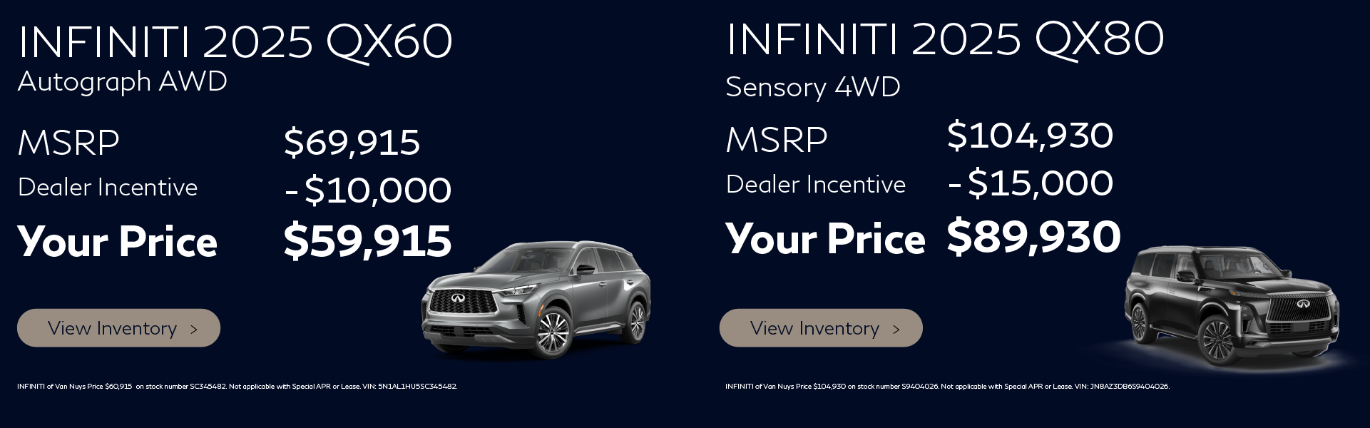 2025 QX60 & QX80 MSRP