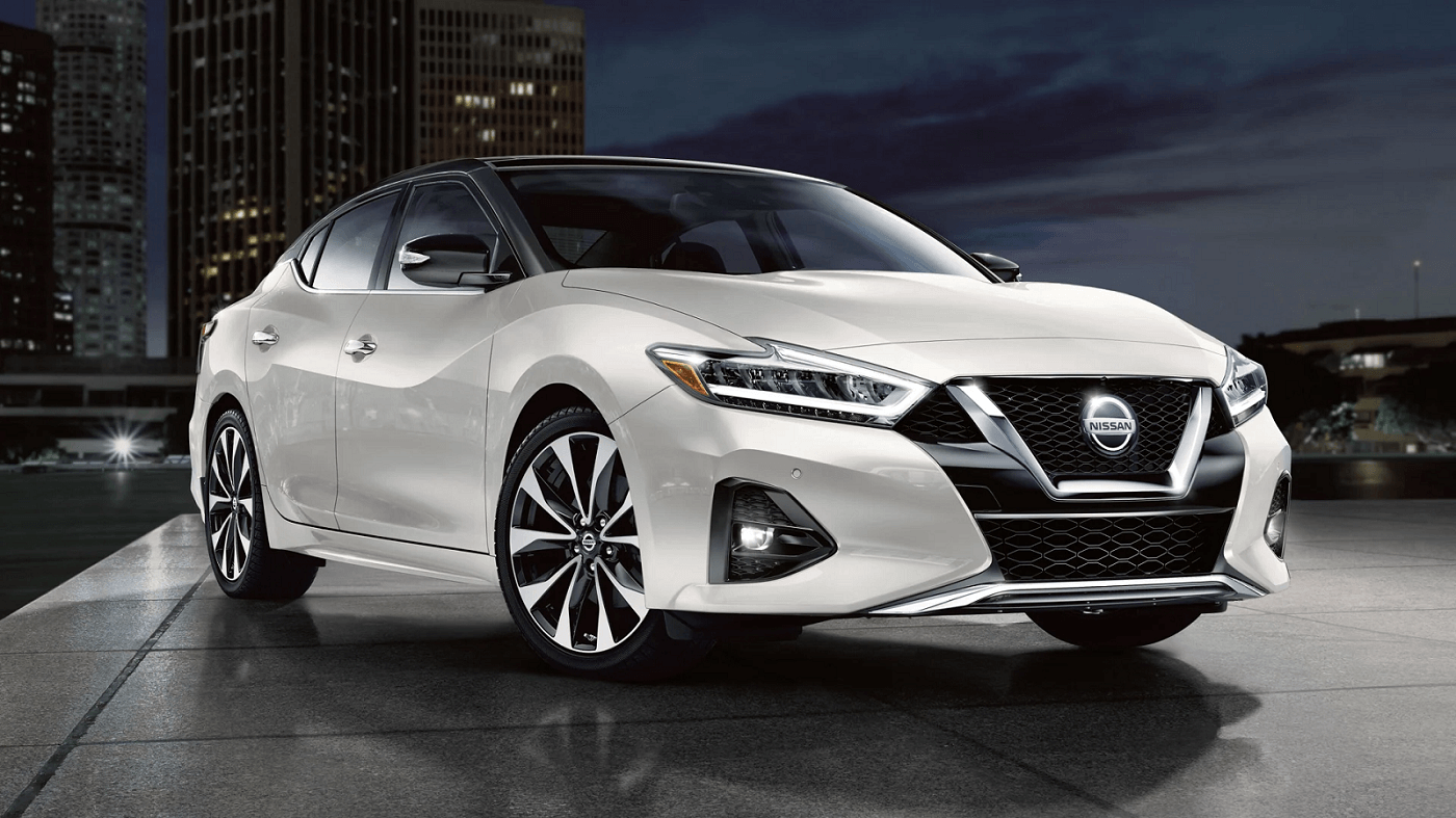 2022 Nissan Maxima with city in background