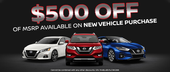 $500 Off Of MSRP Available on New Vehicle Purchase