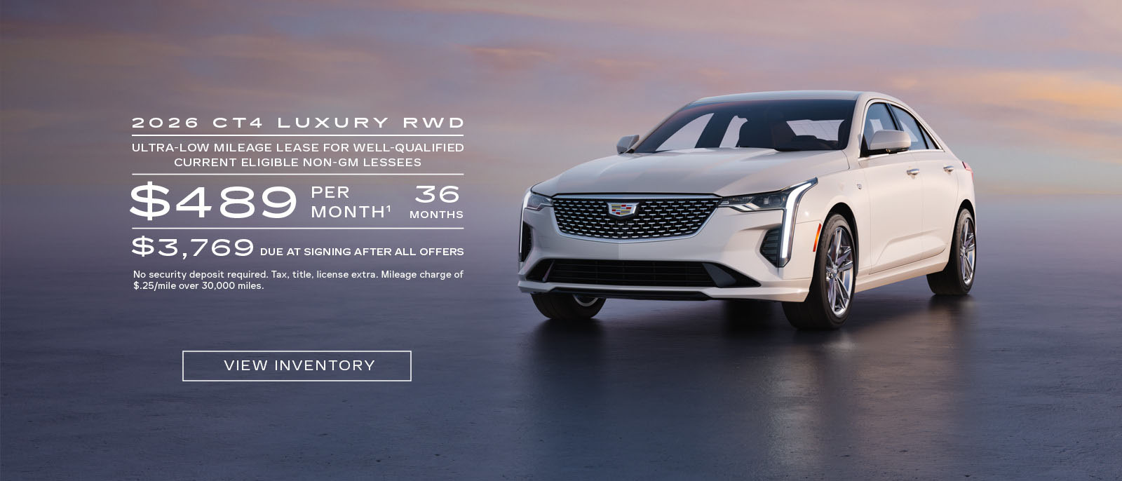 2026 Cadillac CT4 Ultra-Low Mileage Lease Offer - Available at a Southern California Cadillac Dealer: $489/mo