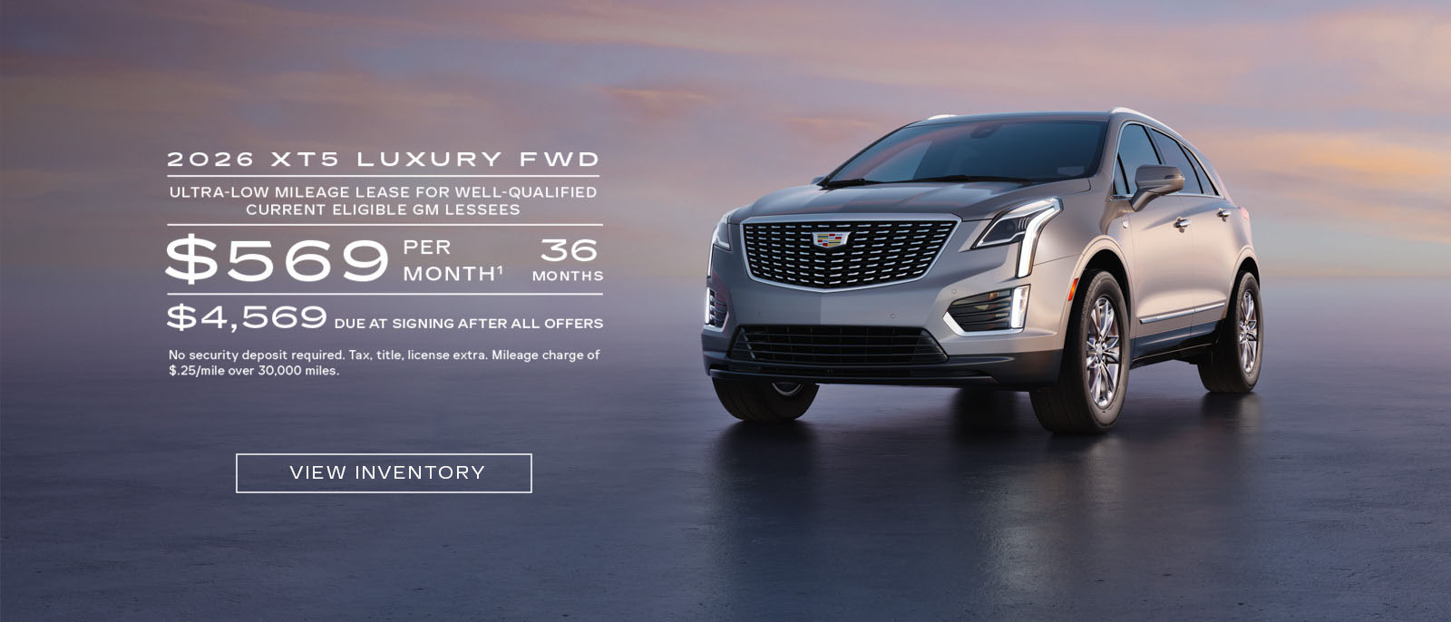2026 Cadillac XT5 Luxury FWD Ultra-Low Mileage Lease Offer Available at a Southern California Cadillac Dealer: $569/mo for 36 mos w/ $4,569 DAS