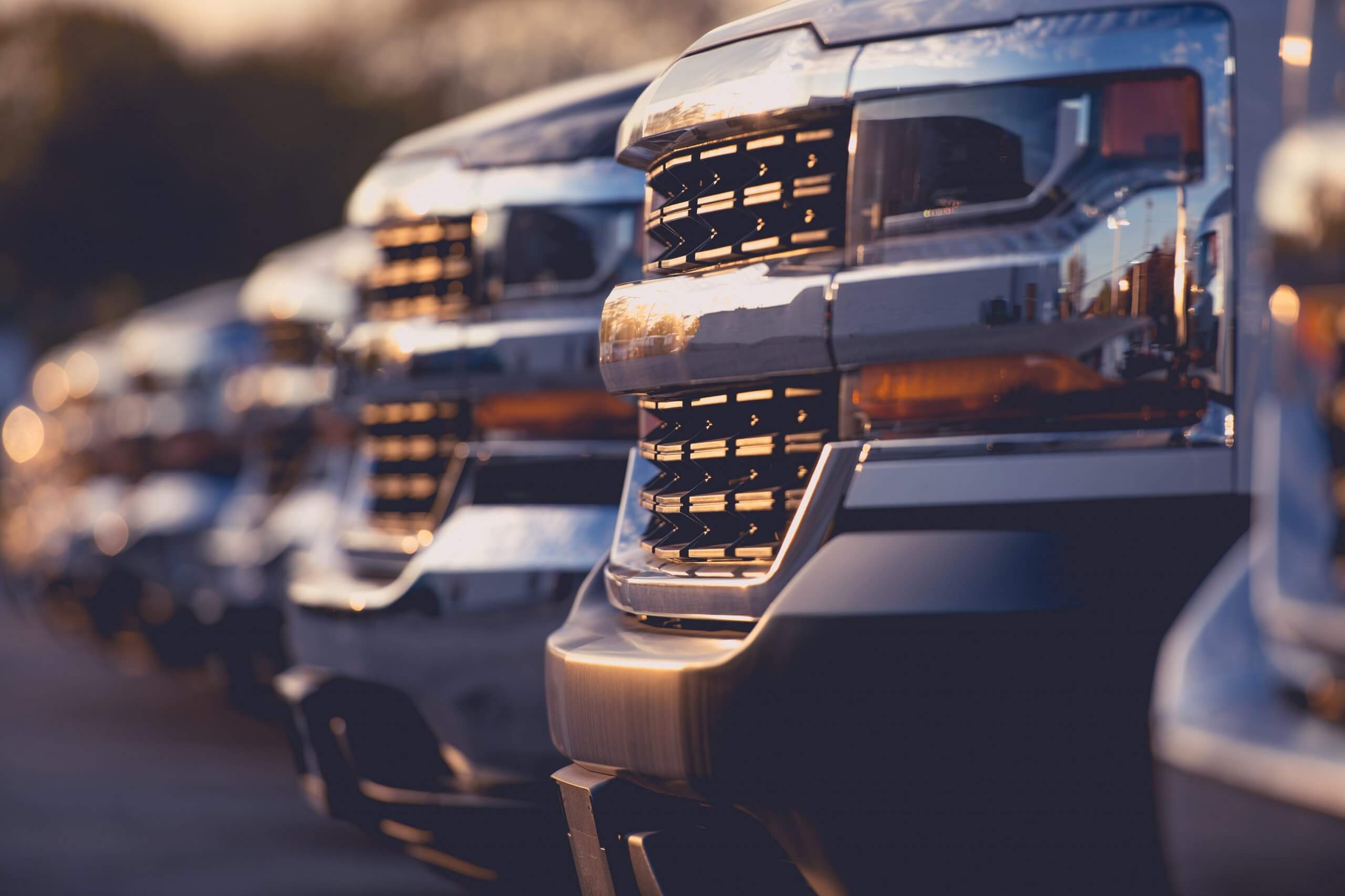 Row of trucks in a line