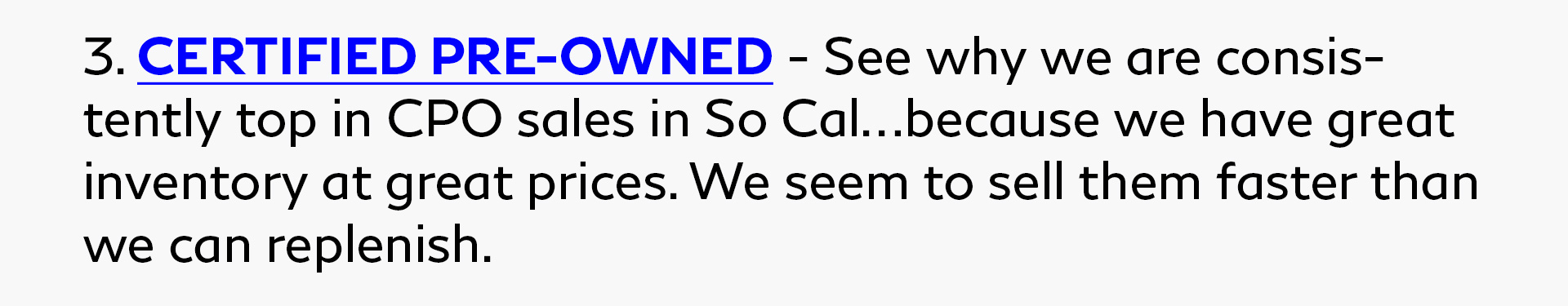 We are tops in So Cal in INFINITI CPO month after month... see why