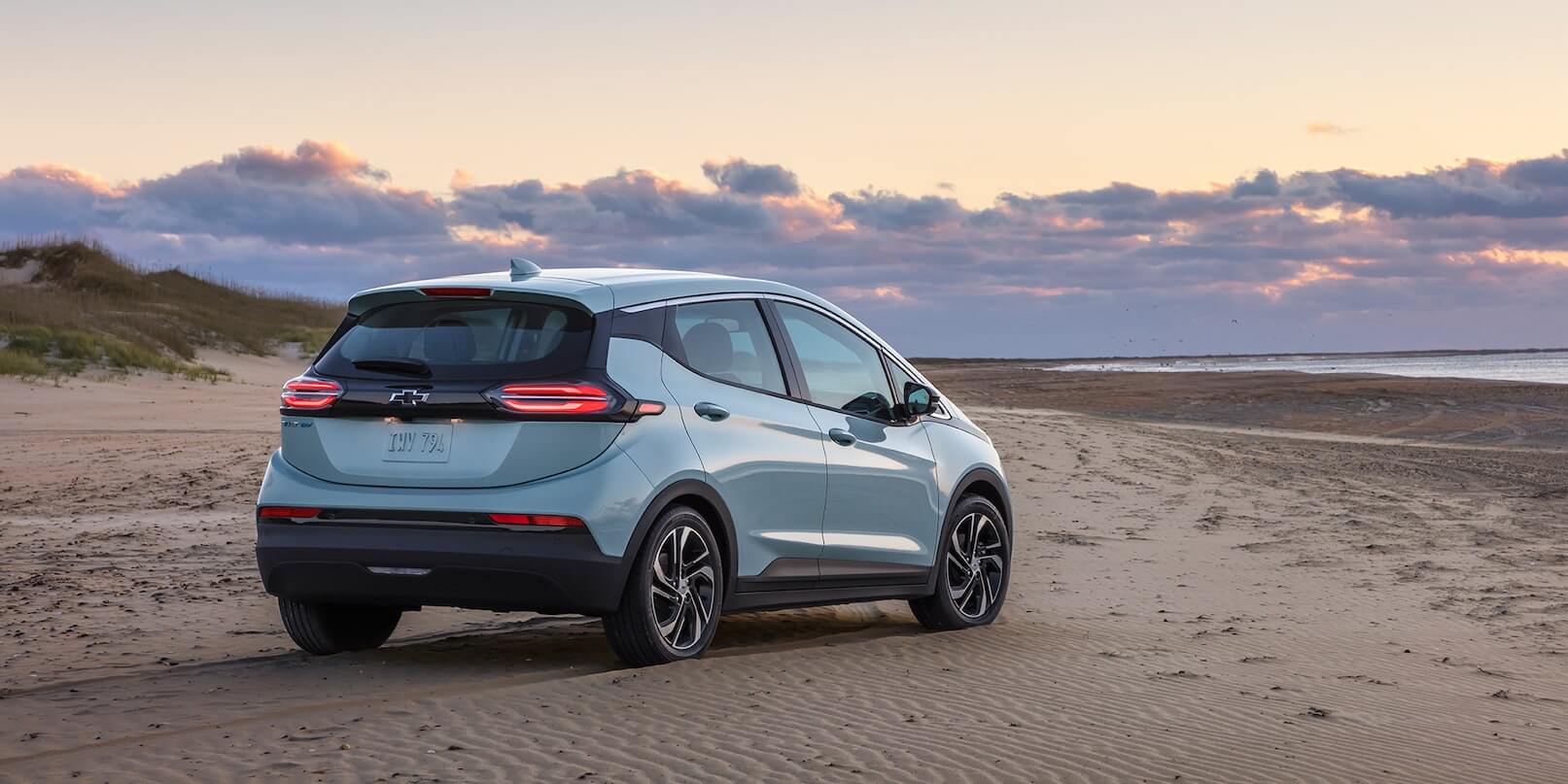 Right-rear exterior view of a parked 2022 Chevrolet Bolt EV.