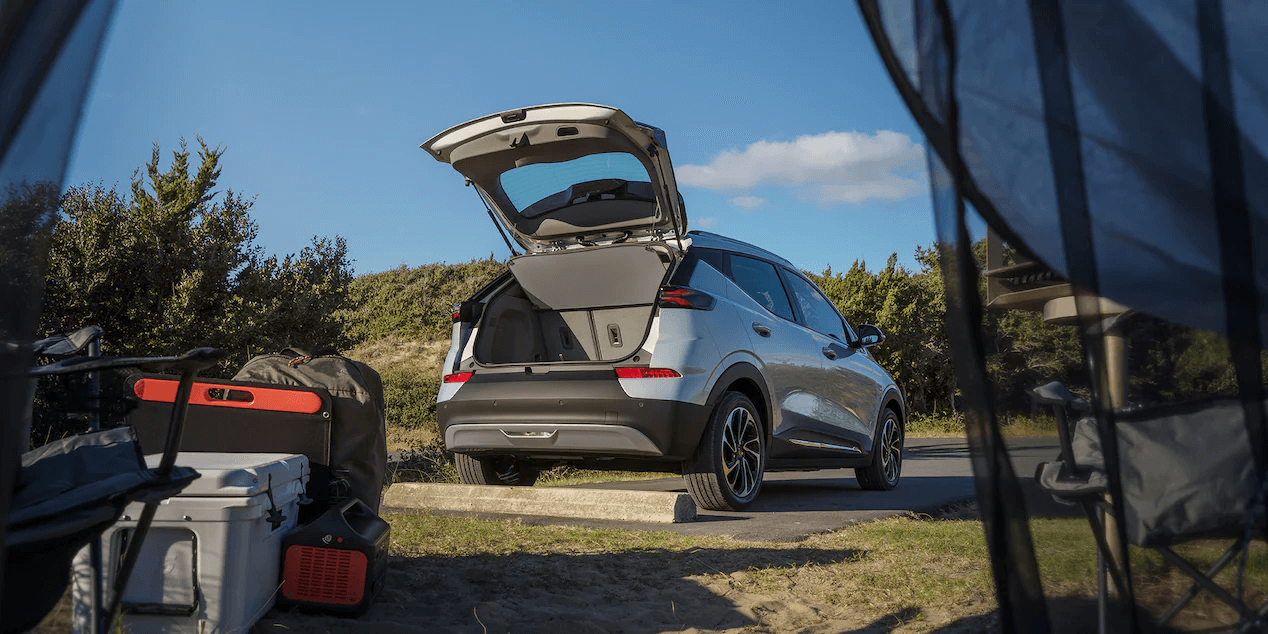 2022 Chevrolet Bolt EUV with cargo door open.