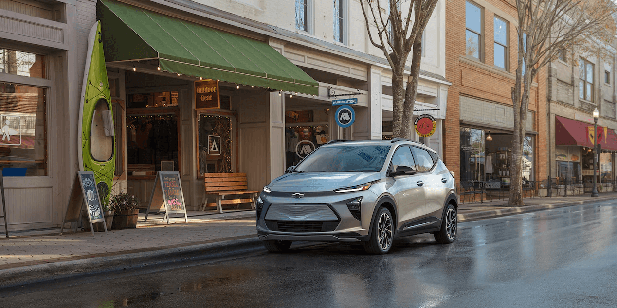 2022 Chevrolet Bolt EUV parked on a road.