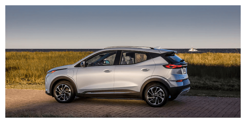 2022 Chevrolet Bolt EUV driving on the road.