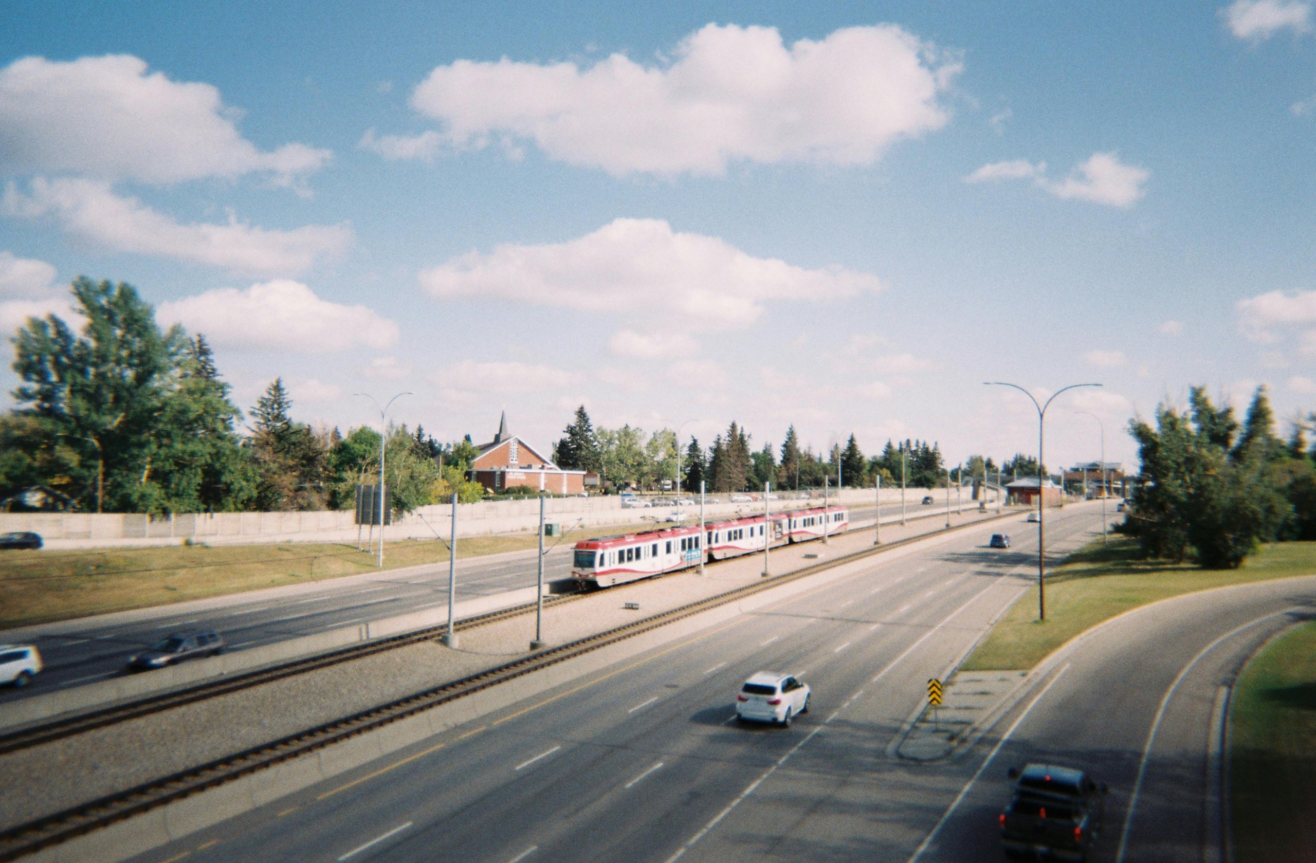 Cars driving along a road in Calgary