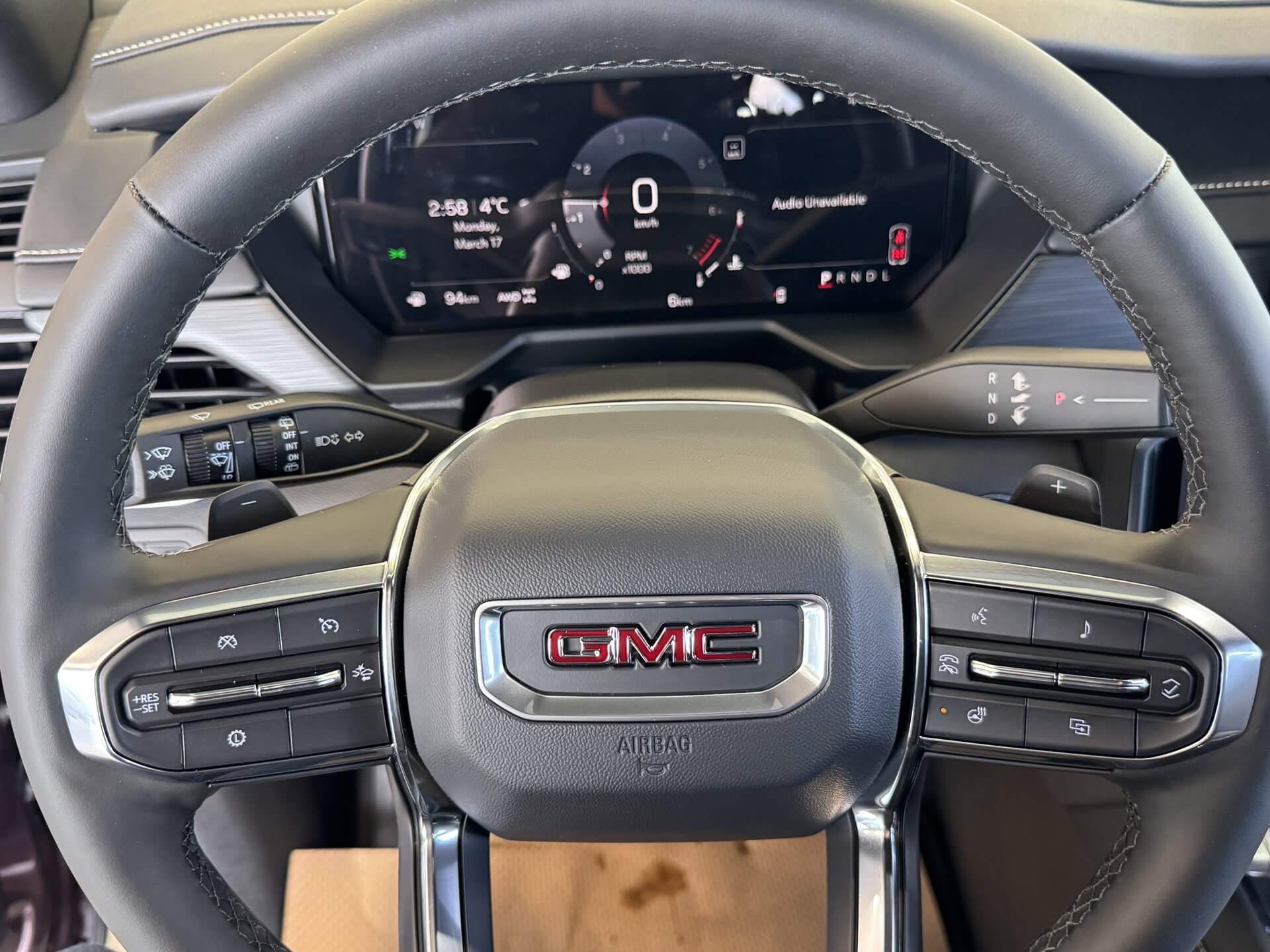 A view of advanced technology and safety features in the GMC Acadia.