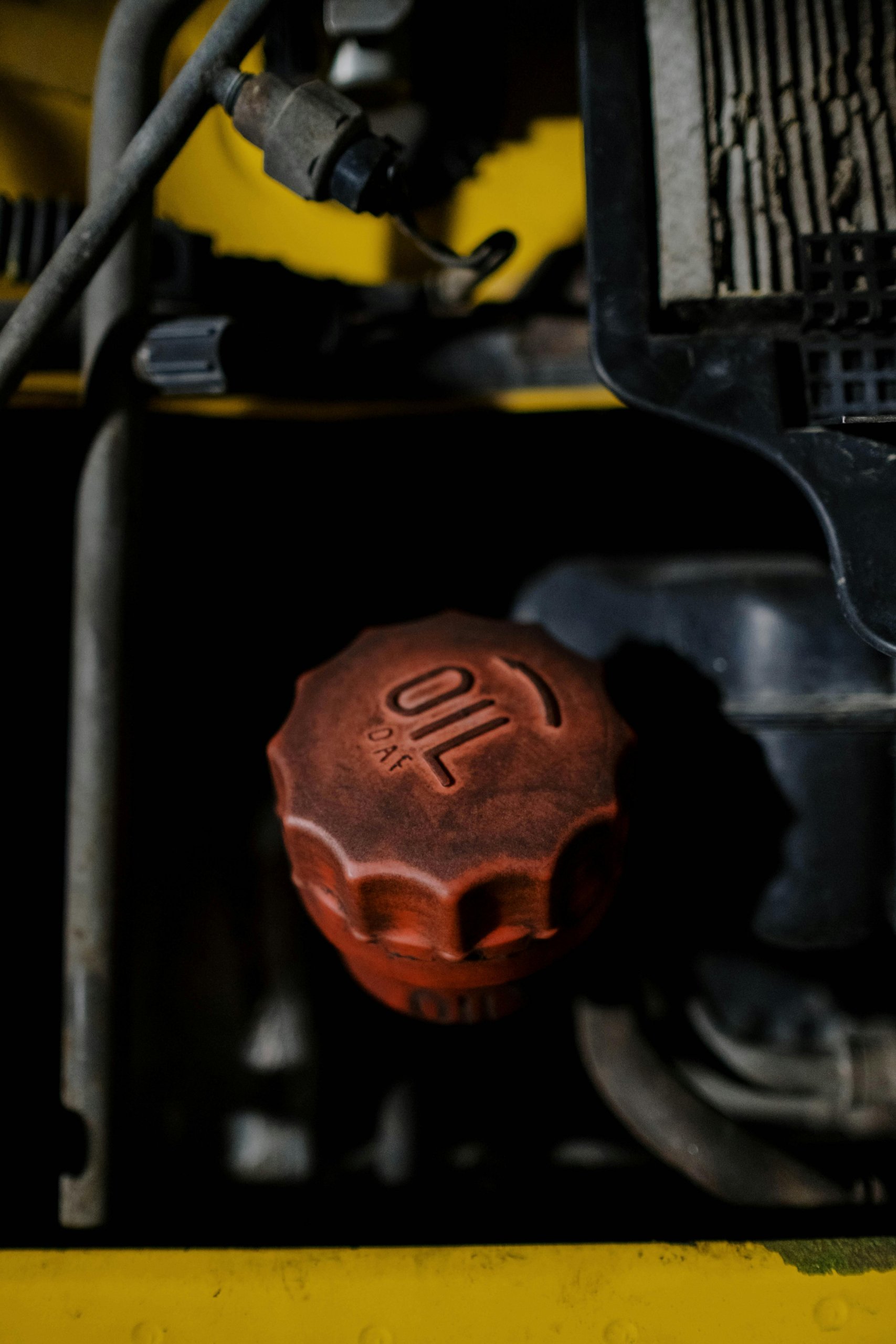 A close-up of a car's oil cap