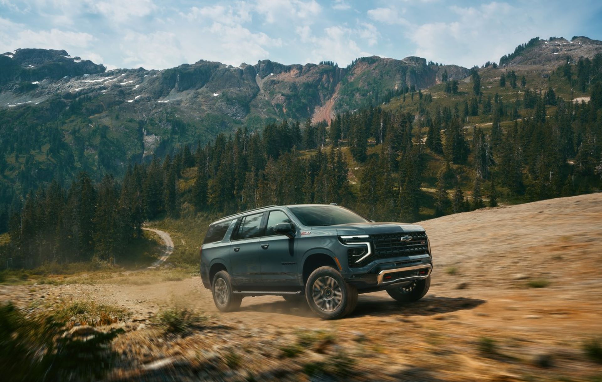 a new Chevrolet Suburban Z71 offroad in the mountains near the Crowsnest Pass
