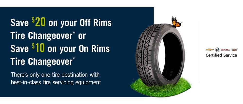 Save $20 on your Off Rims Tire Changeover<sup>46</sup> or Save $10 on your On Rims Tire Changeover<sup>45</sup>