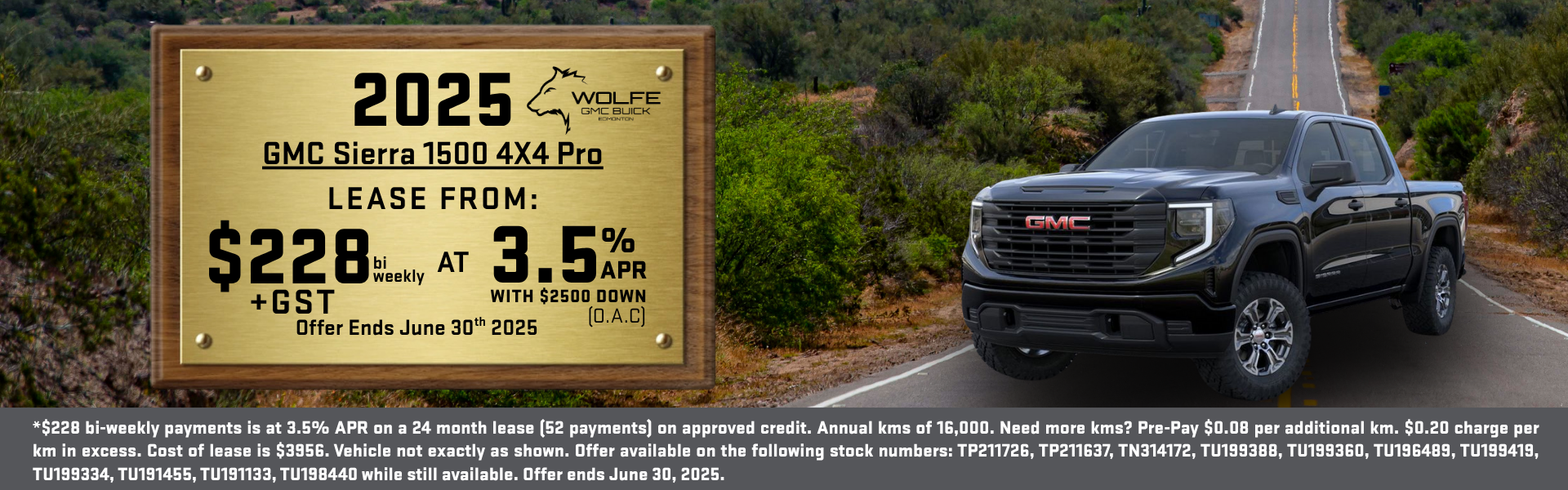 2025 Sierra 1500 Pro Lease Desktop Banner