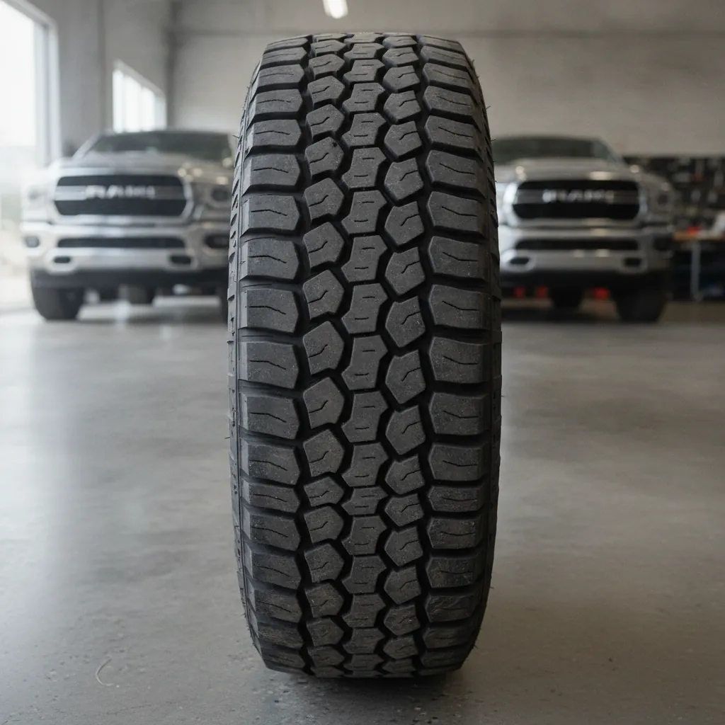 close up of a tire showing even tread depth across its full width