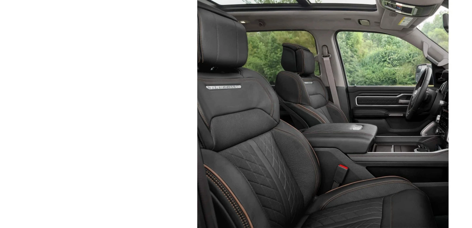 2026 Ram 1500 Tungsten quilted leather front seats with premium stitching