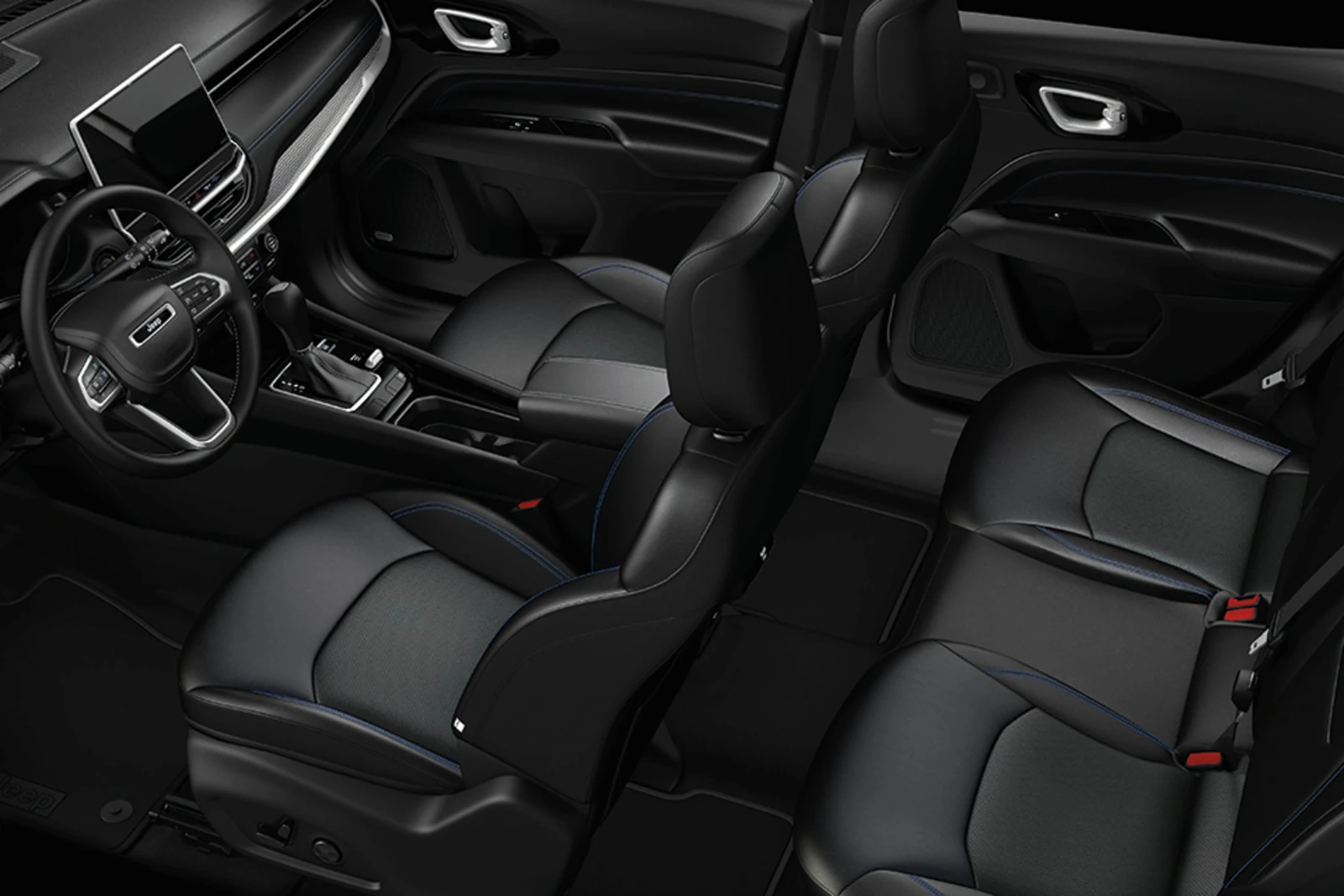 2026 Jeep Compass interior cabin showing the dashboard and centre touchscreen