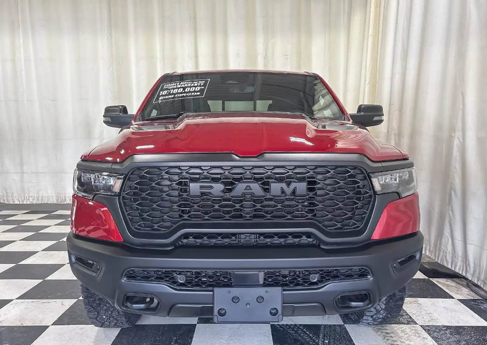 red Ram 1500 Rebel Crew Cab exterior photographed on the dealer lot