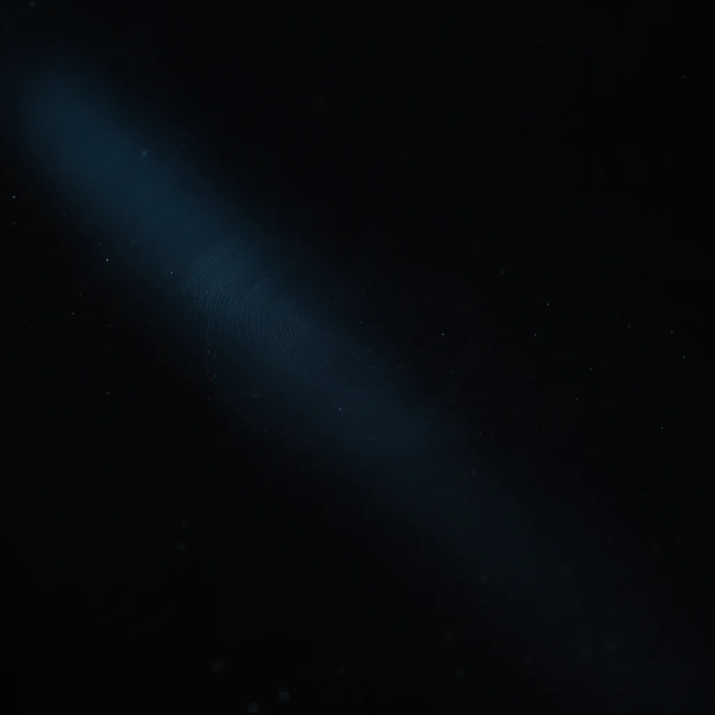 Close up of a blank black glossy glass panel surface catching cold blue light