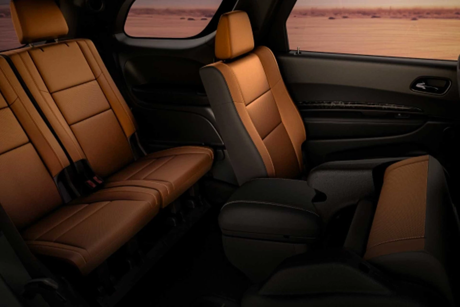 Dodge Durango interior showing the third row leather seating