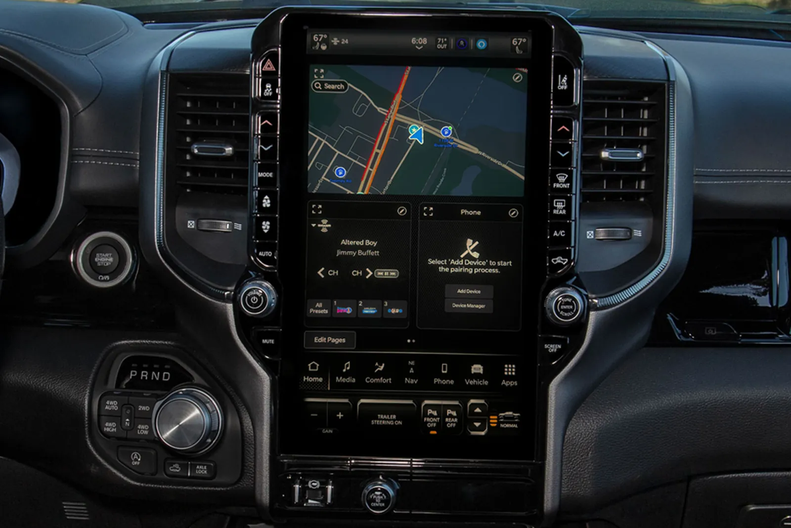 Ram 1500 Uconnect touchscreen and centre stack detail