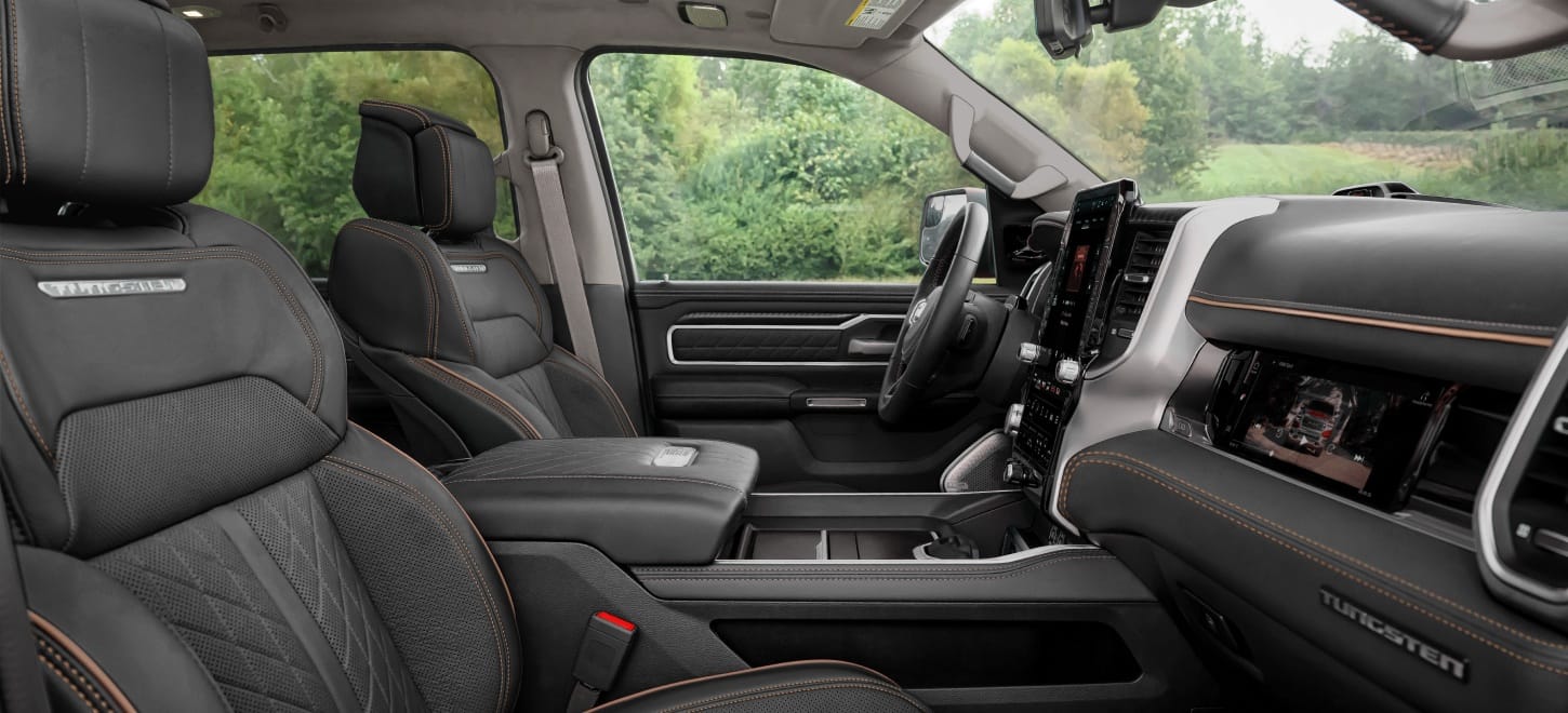 Ram 1500 interior cabin showing the dash and centre console