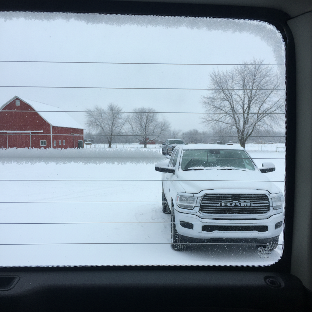 rear window defroster clearing frost except one frosted band from a broken grid line