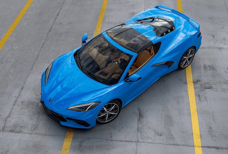 Overhead view of a Blue Chevrolet Covette