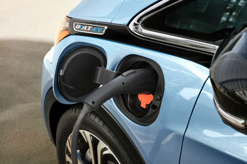 2017 Chevy Bolt EV plugged in for charging