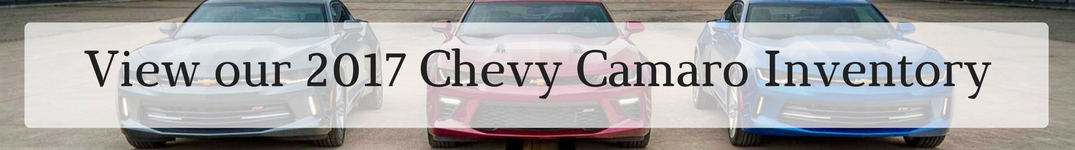 Three 2017 Chevrolet Camaro behind text view our 2017 Chevy Camaro inventory