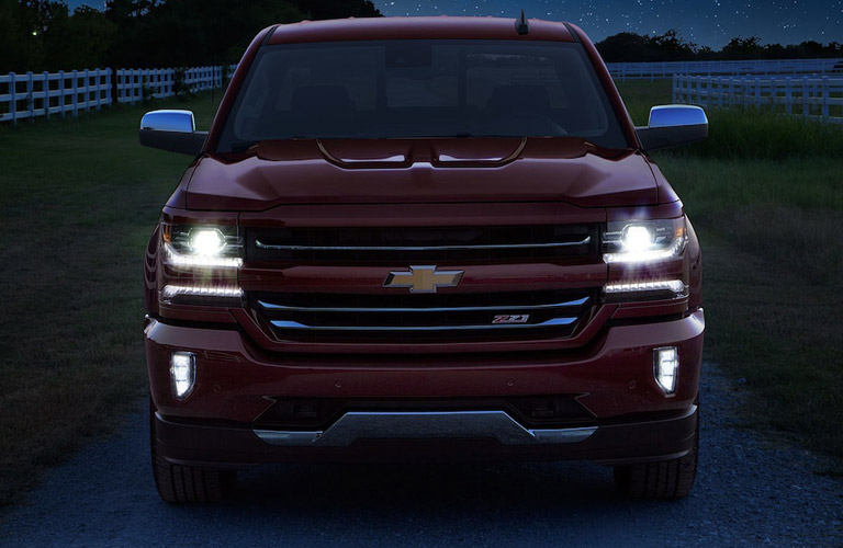 2018 Chevy Silverado with lights on